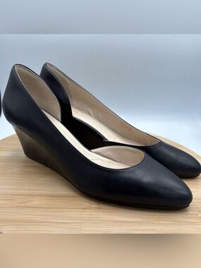 Cole Haan Edith Grand OS D’Orsay Wedge Black Leather Size 9 Professional Career